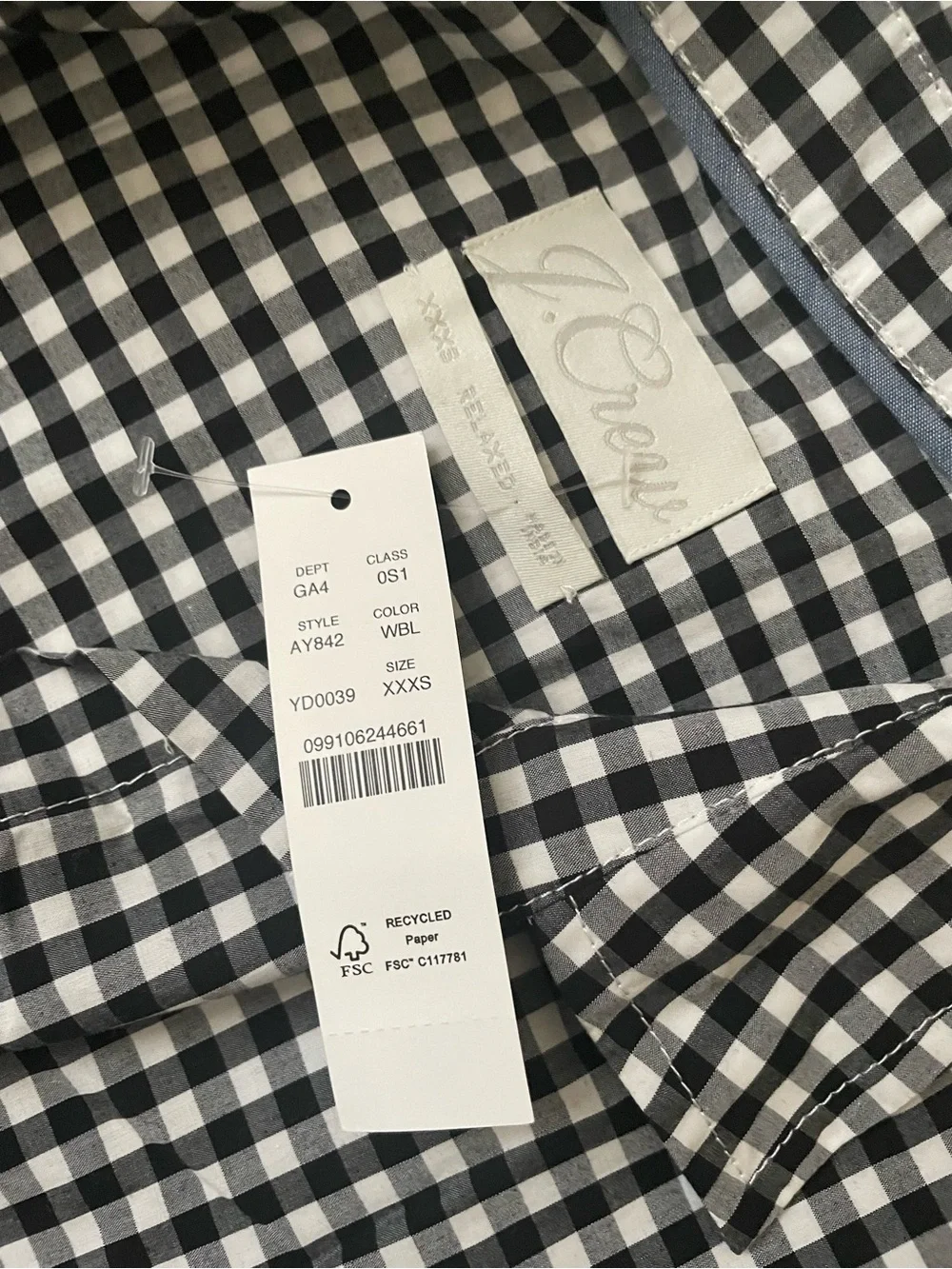 J. Crew Black and White Gingham relaxed Midi Shirt Dress with Tie Waist